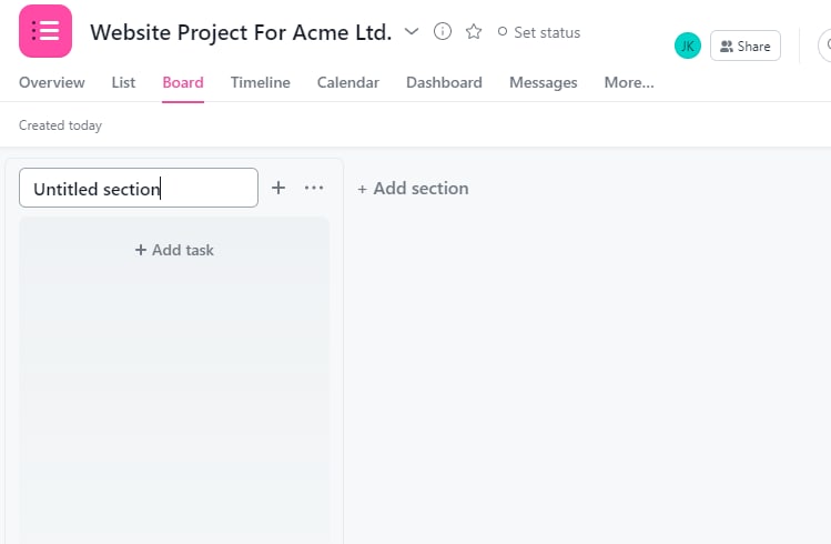 Asana for personal use - Naming a Project